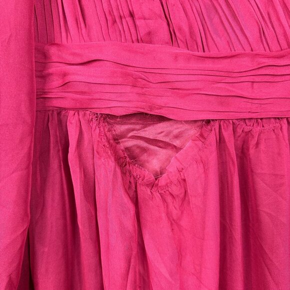 FLAWED - NWT Mac Duggal Ruffle Tiered Puff Sleeve A Line Gown 18 Berry #8247 - Picture 7 of 16